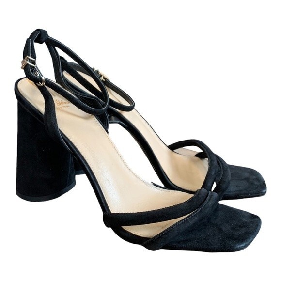 Sam Edelman | Kia Black Sandal Block Heel Suede Women's 10 - Picture 6 of 11